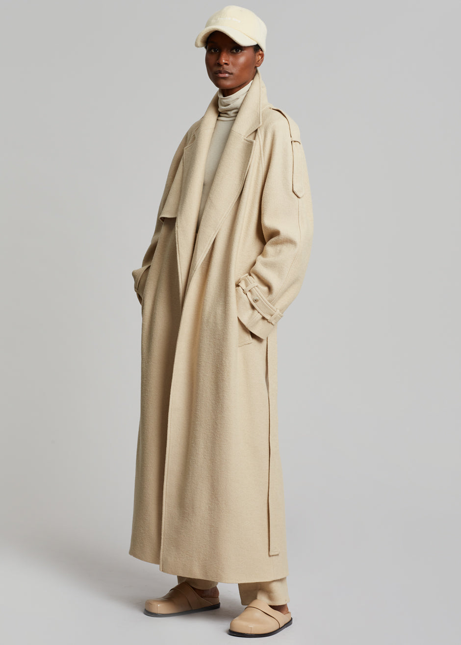 Suzanne Boiled Wool Trench Coat - Beige