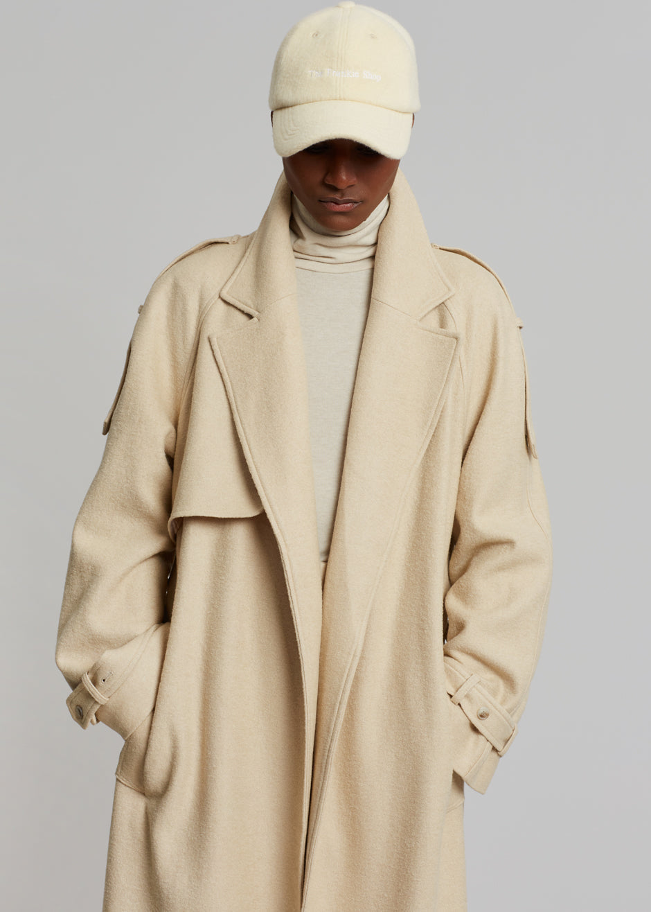Suzanne Boiled Wool Trench Coat - Beige - 4