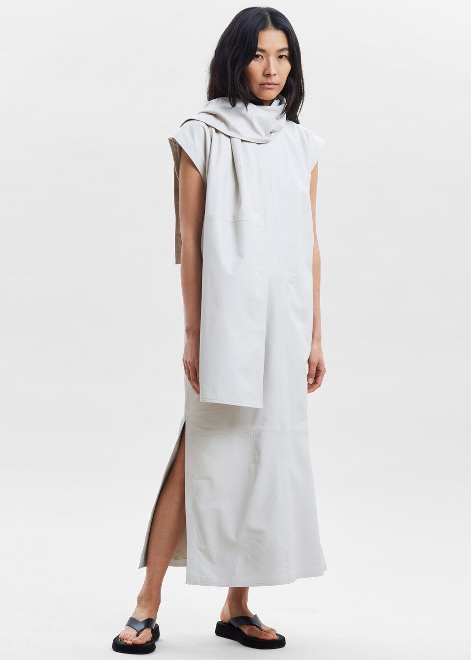 Loulou Studio Lebuan Leather Dress - Ivory - 4