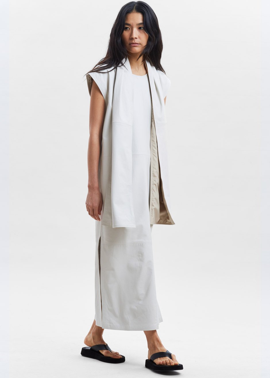 Loulou Studio Lebuan Leather Dress - Ivory - 8