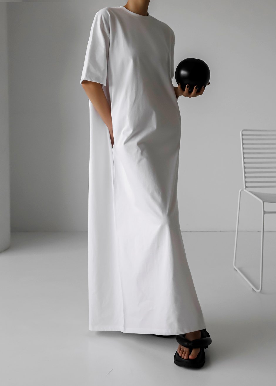 Lou Oversized Tee Dress - Optic White - 1