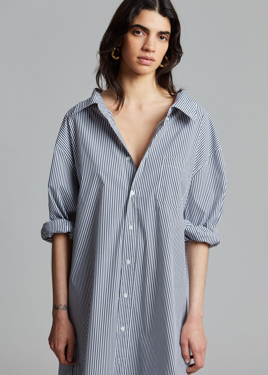 Talia Shirt Dress - Black/White Stripe - 5
