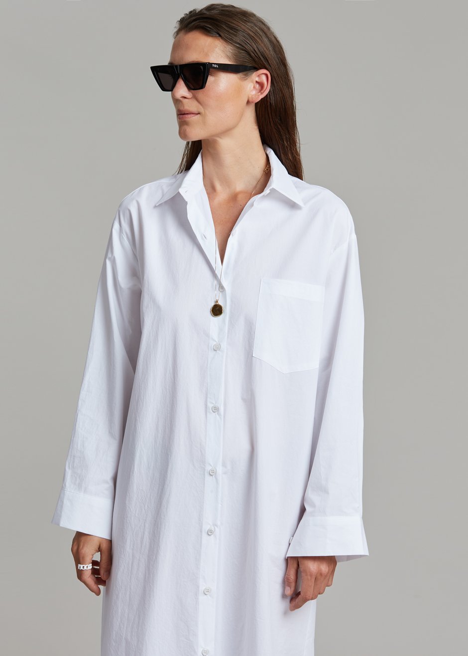 Cala Organic Cotton Shirt Dress - White - 5