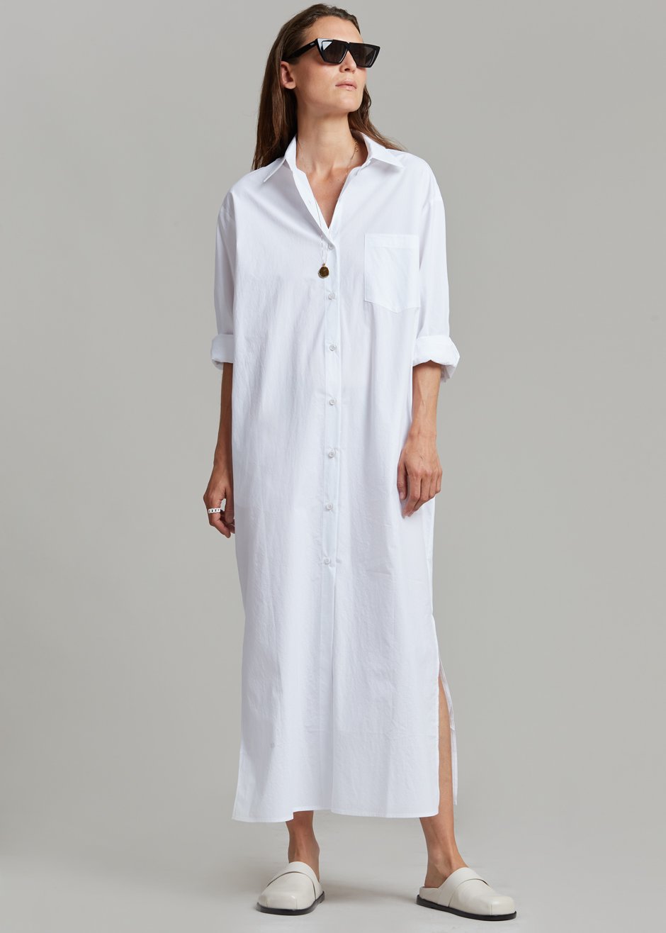 Cala Organic Cotton Shirt Dress - White