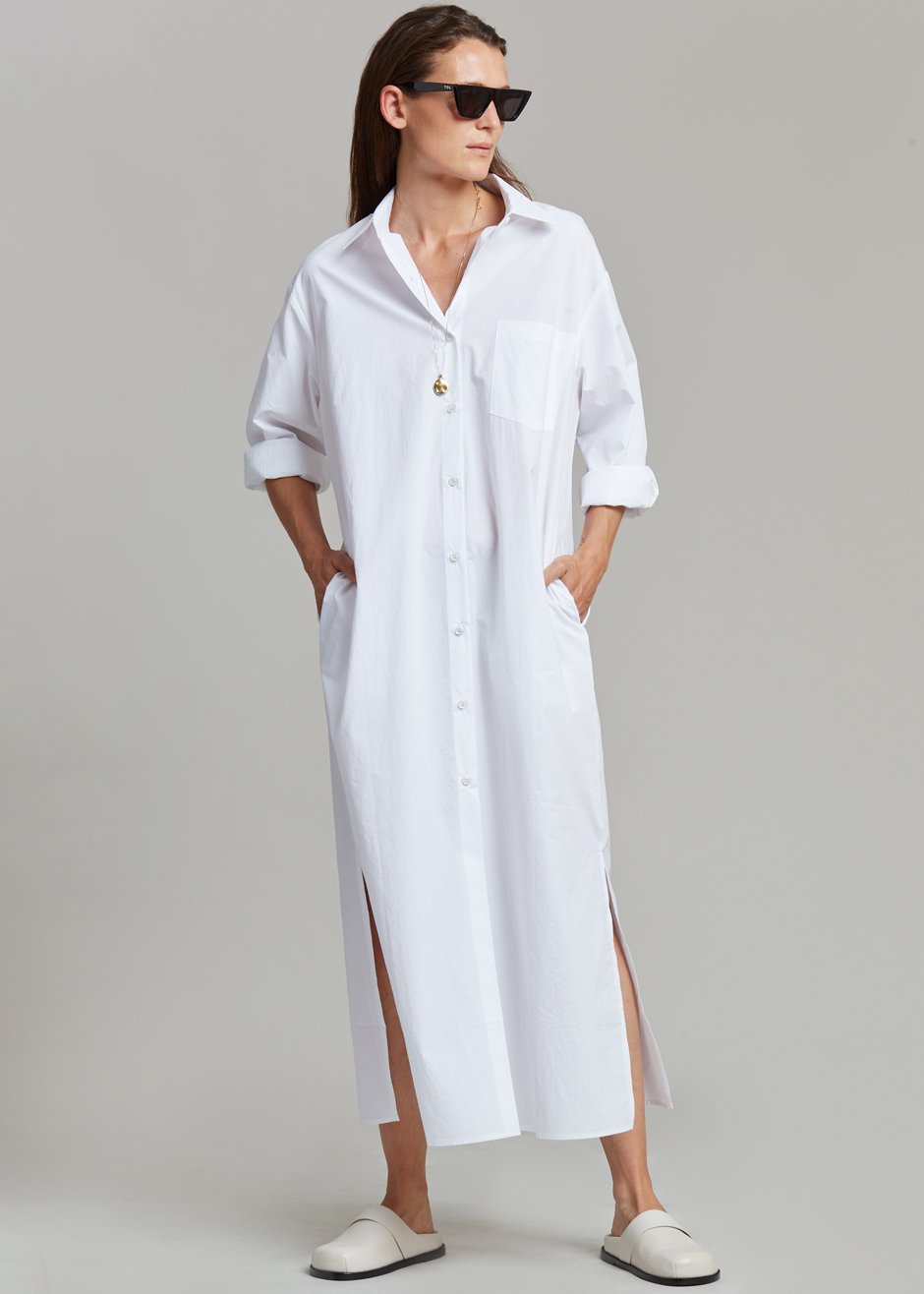 Cala Organic Cotton Shirt Dress - White - 8