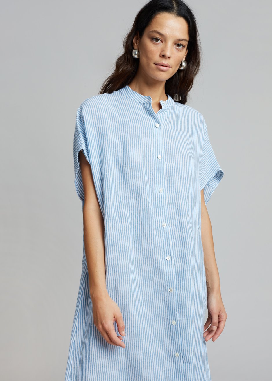 Malin Shirt Dress - Blue/White Stripe - 1