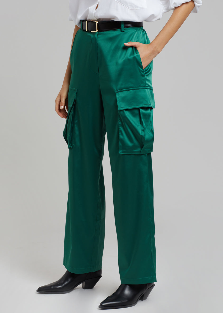 Lauren Silky Cargo Pants - Green - 2