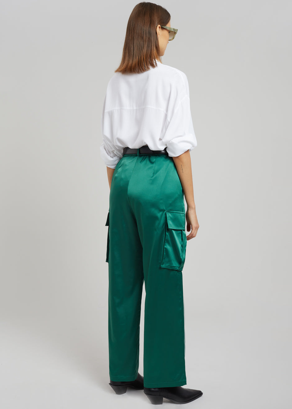 Lauren Silky Cargo Pants - Green - 6
