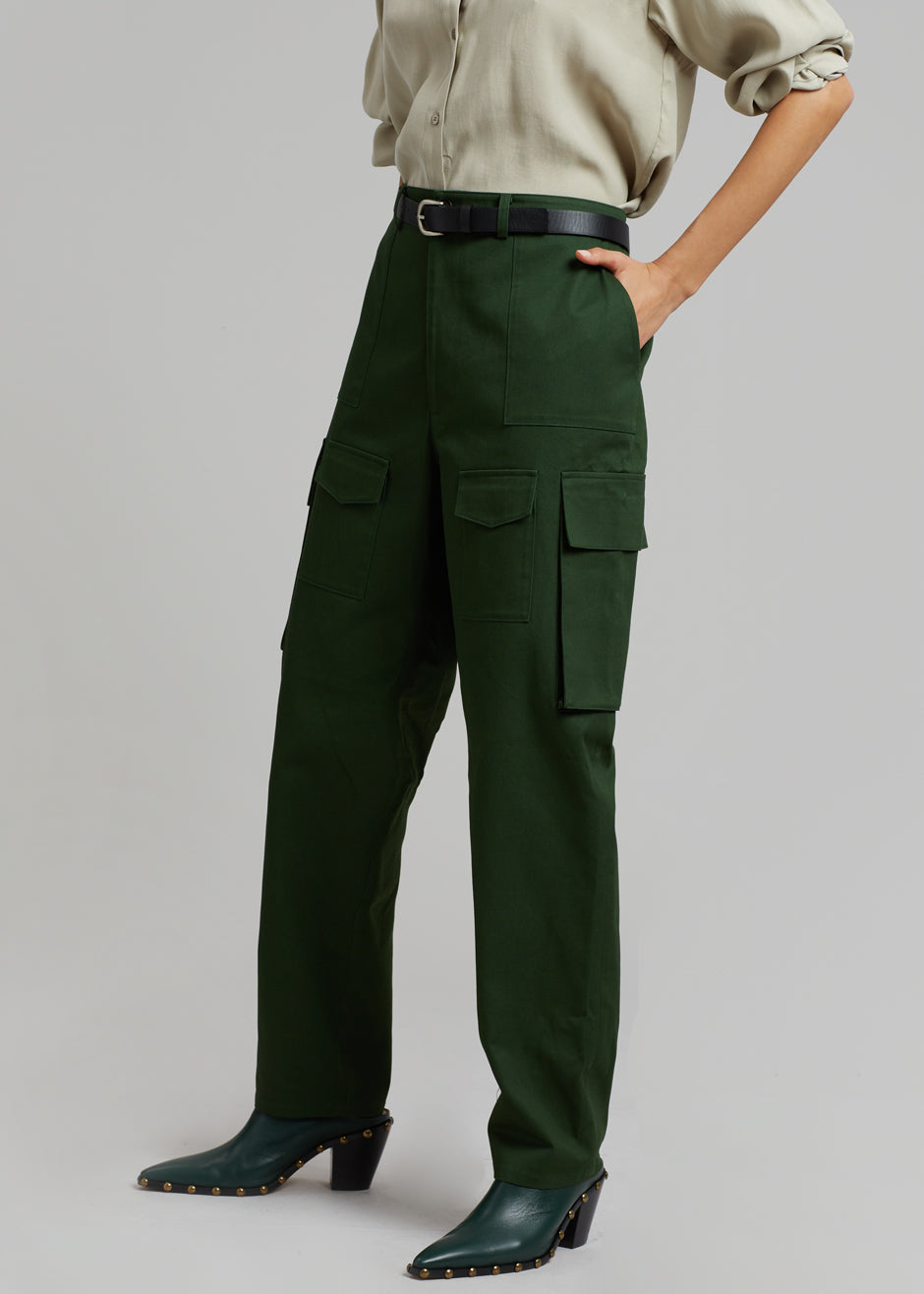 Carrie Twill Cargo Pants - Forest Green - 2
