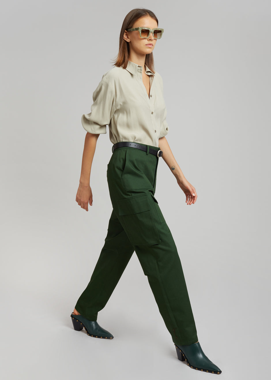 Carrie Twill Cargo Pants - Forest Green - 1