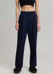 Bea Pleated Suit Pants - Midnight Blue