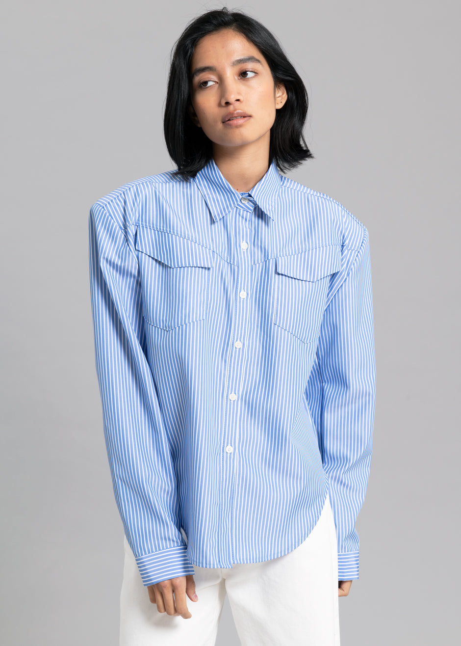 Jeanne Padded Shirt - White Stripe - 10