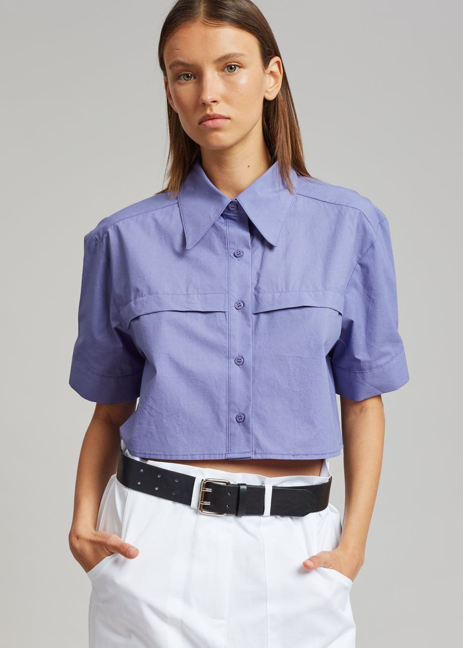 Ada Cropped Pocket Shirt - Purple - 6