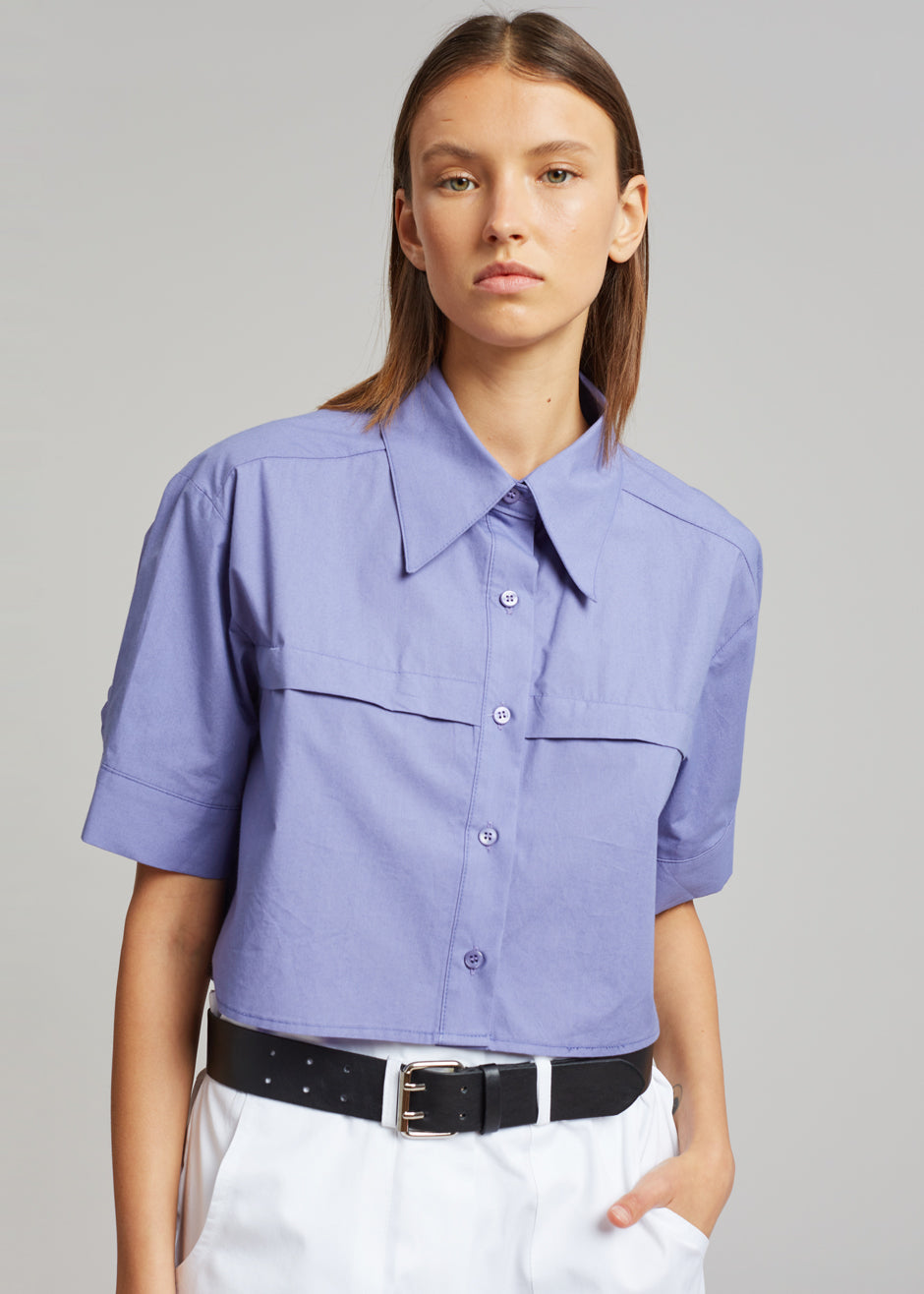 Ada Cropped Pocket Shirt - Purple - 3