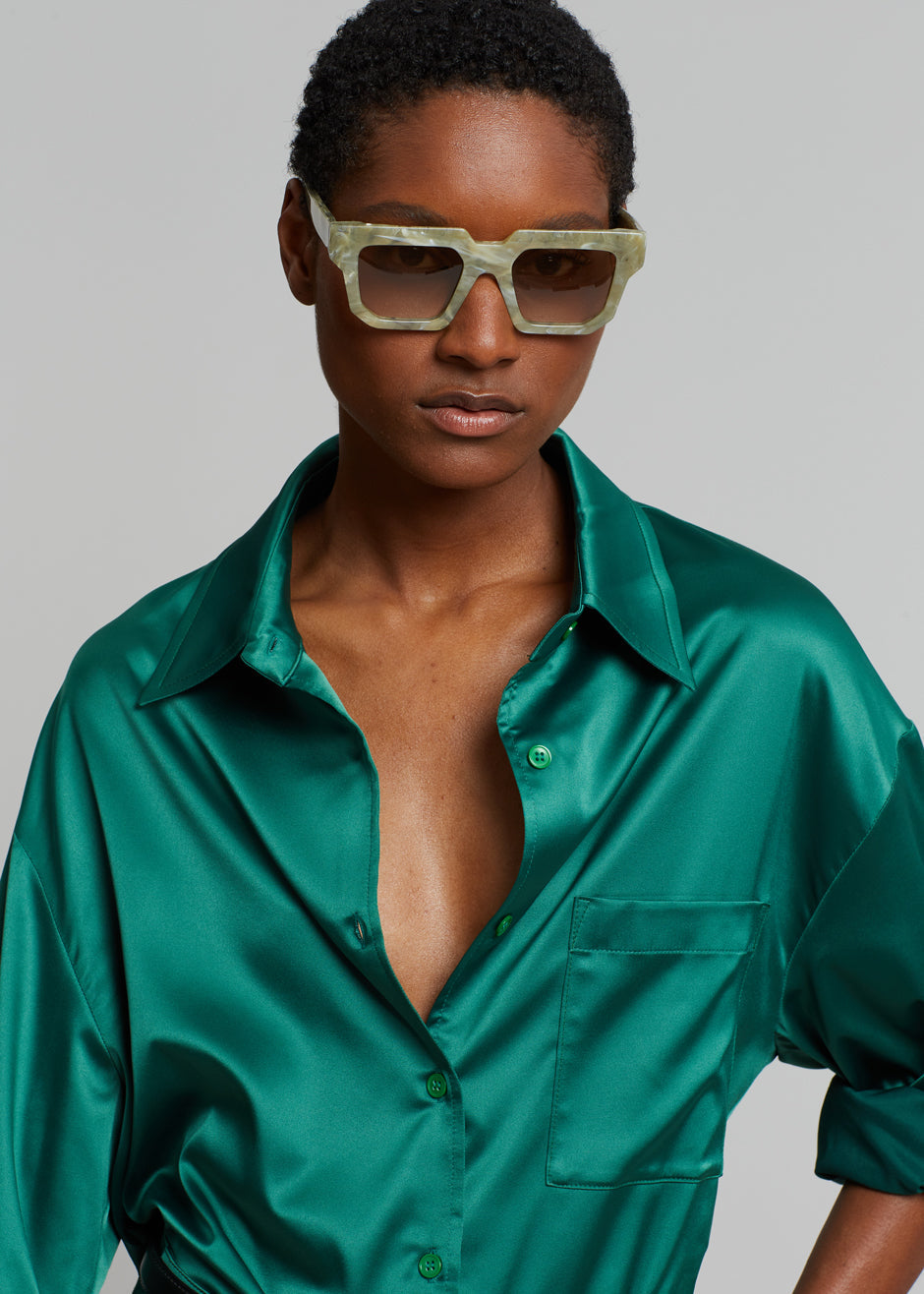 Lauren Silky Shirt - Green - 1