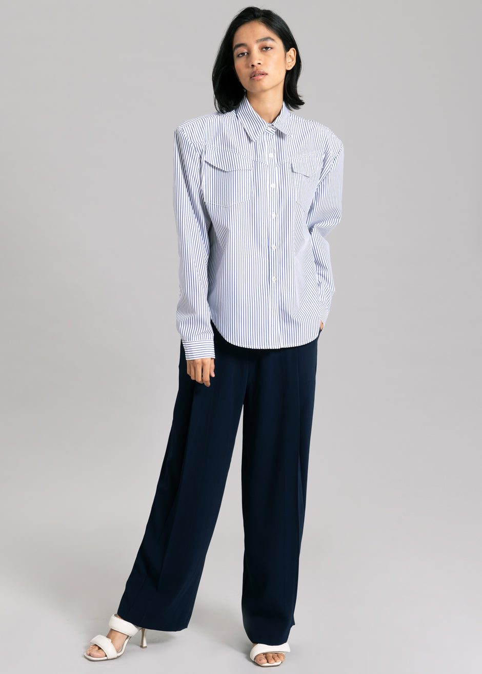 Jeanne Padded Shirt - Navy Stripe – Frankie Shop Europe