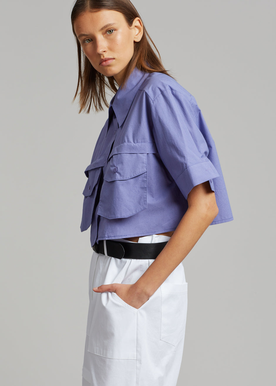 Ada Cropped Pocket Shirt - Purple - 2