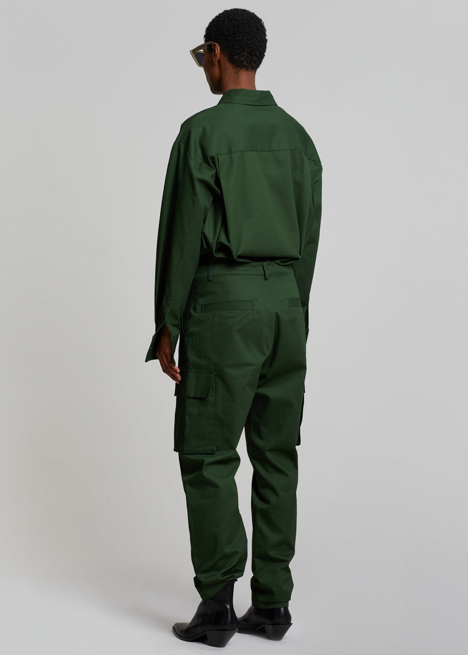 Lui Twill Overshirt - Forest Green - 5