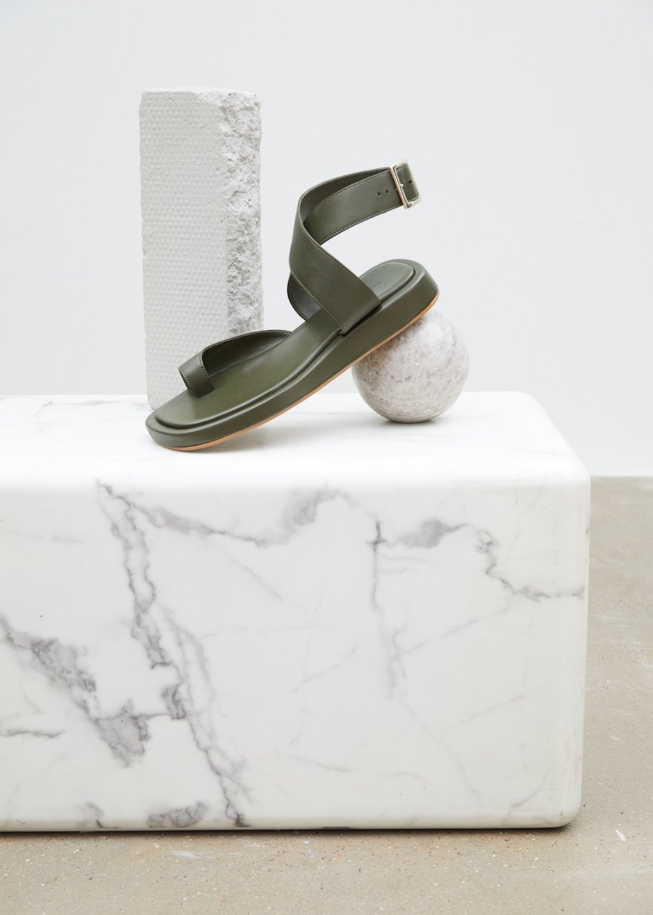 GIA x RHW Flat Wrap Toe Sandal - Moss Green - 1