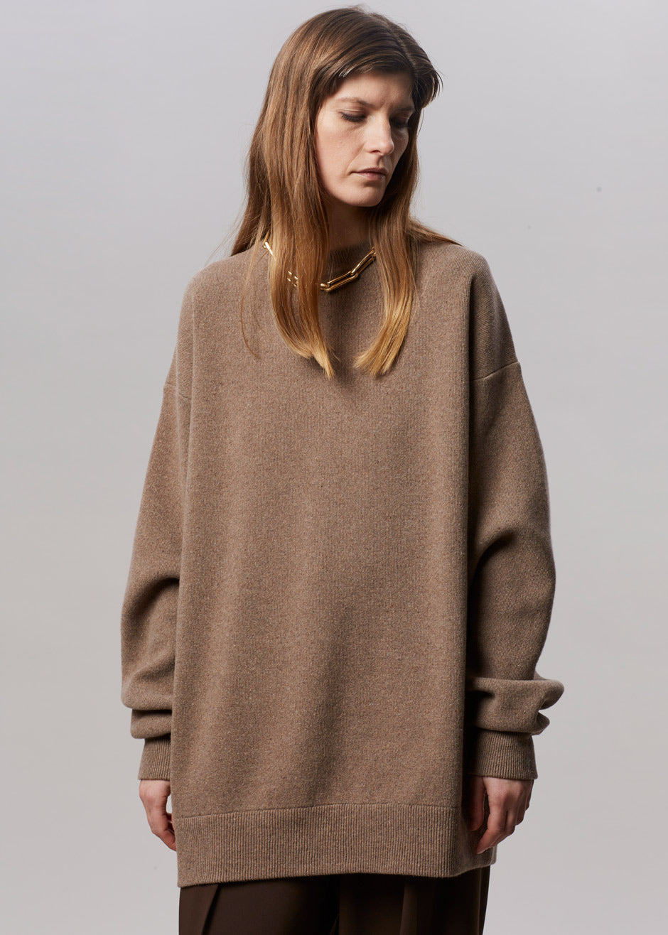 Hadrien Italian Recycled Cashmere Sweater - Taupe - 3