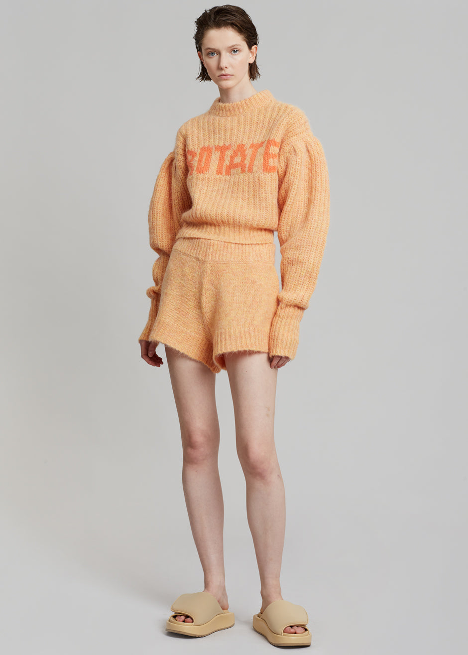 ROTATE Susanna Knit Shorts - Orange Pop