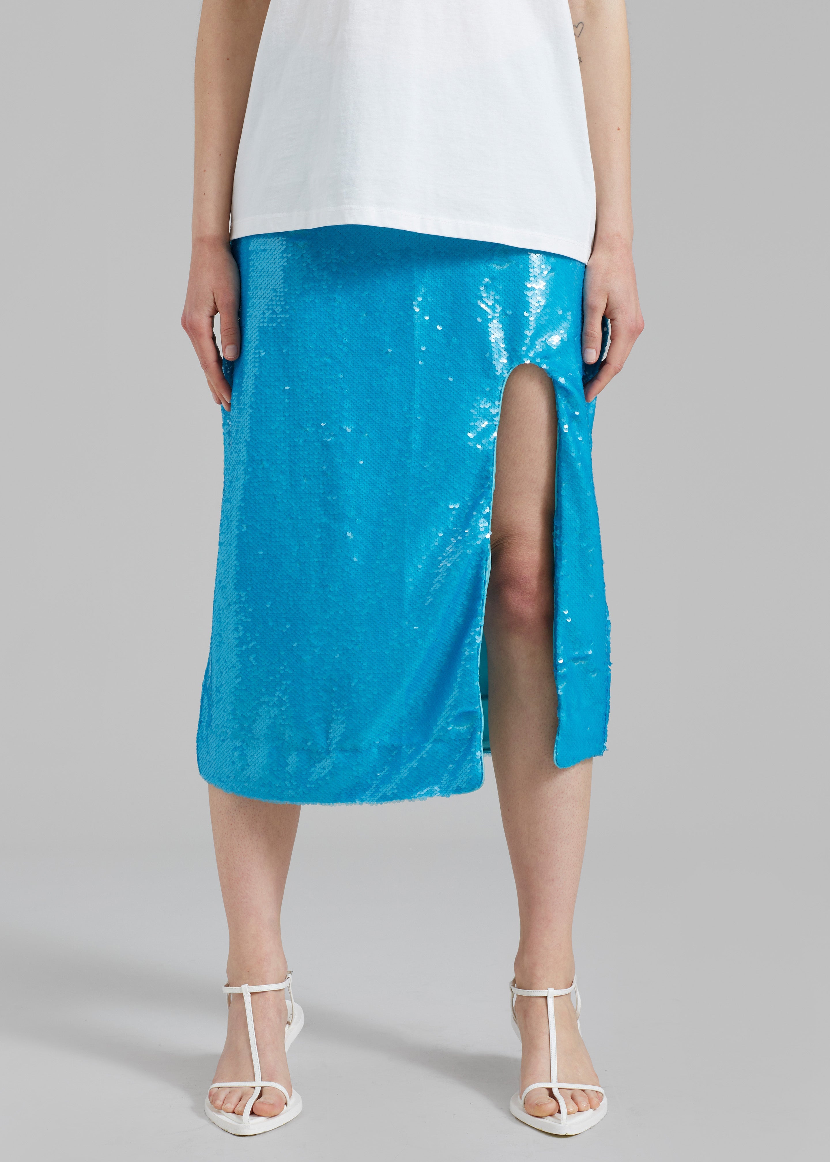 GANNI Sequins Skirt - Blue Curacao - 2