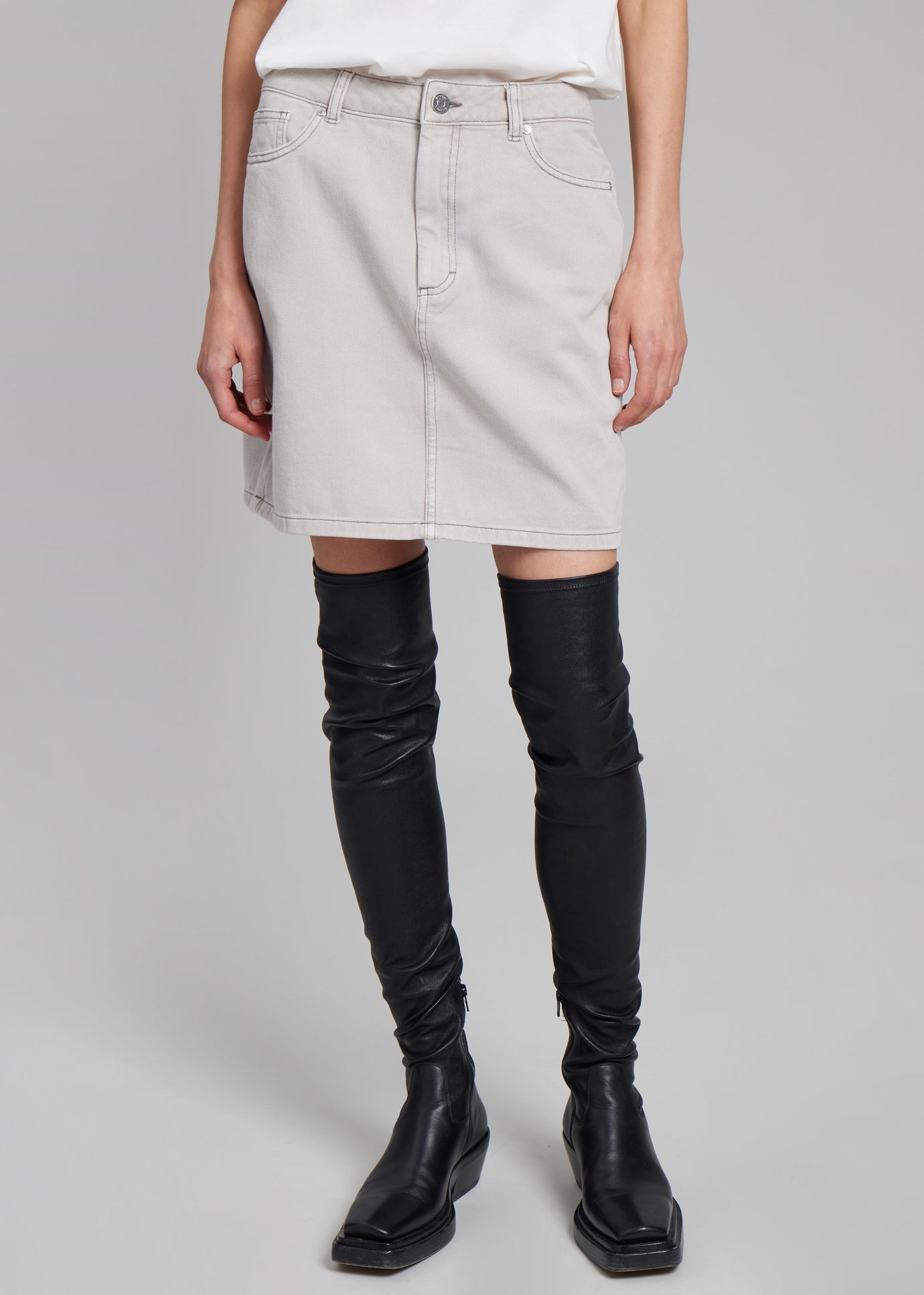 GESTUZ Alvina MW Mini Skirt - Vintage Grey - 1