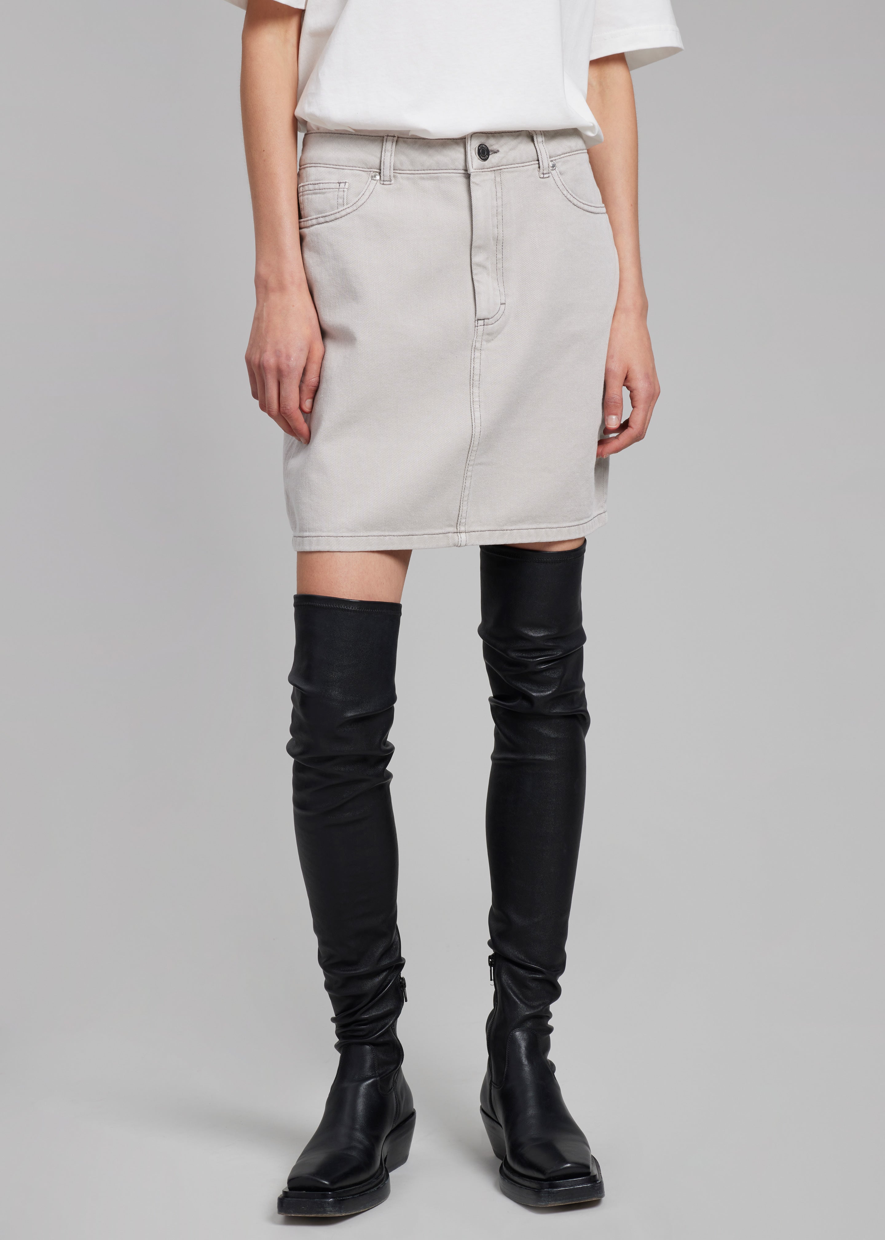 GESTUZ Alvina MW Mini Skirt - Vintage Grey - 4