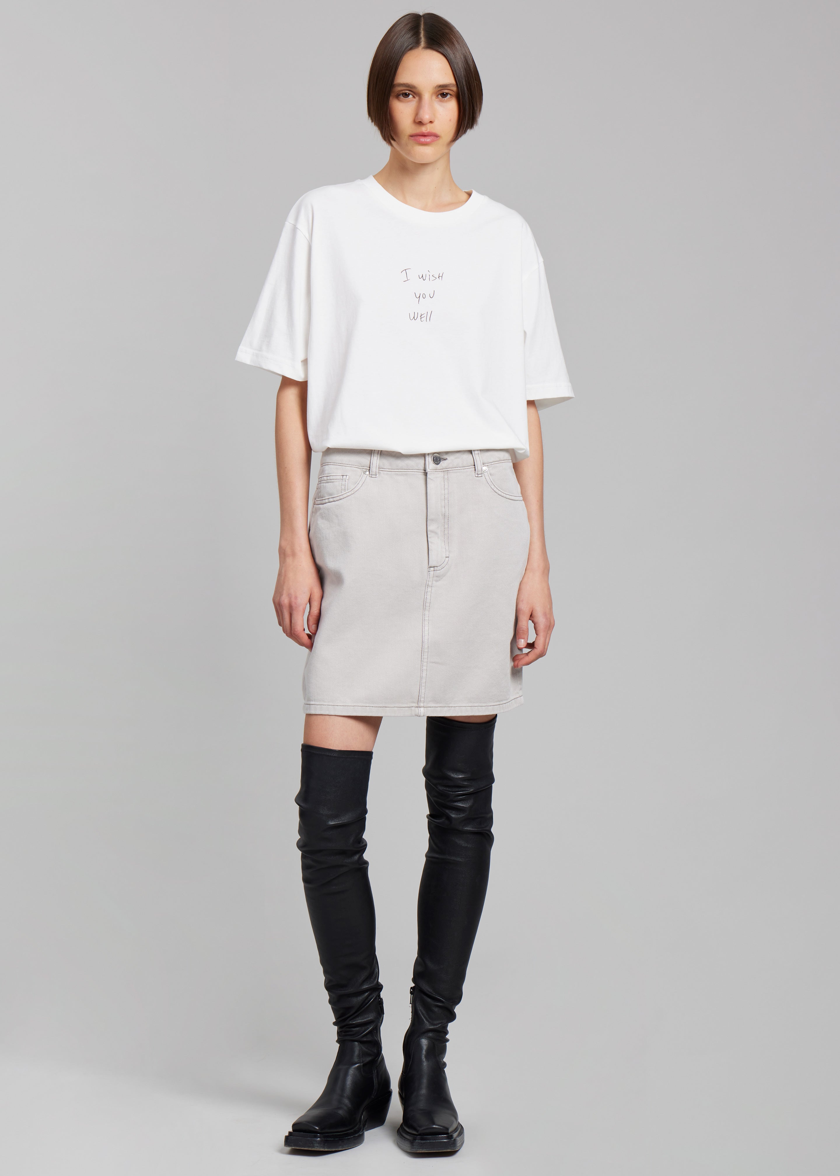 GESTUZ Alvina MW Mini Skirt - Vintage Grey - 3