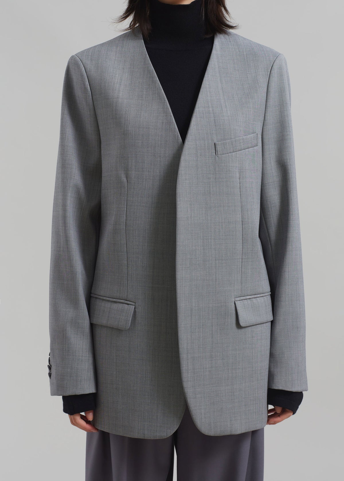 Gillian Collarless Blazer - Grey - 5