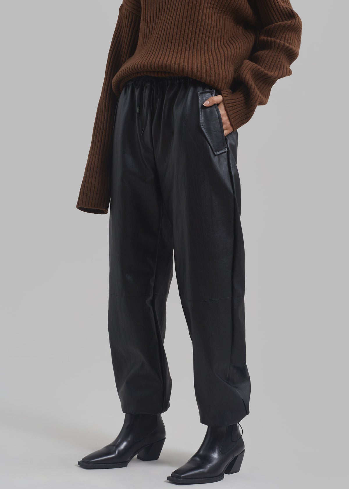 Grayson Faux Leather Pants - Black - 1