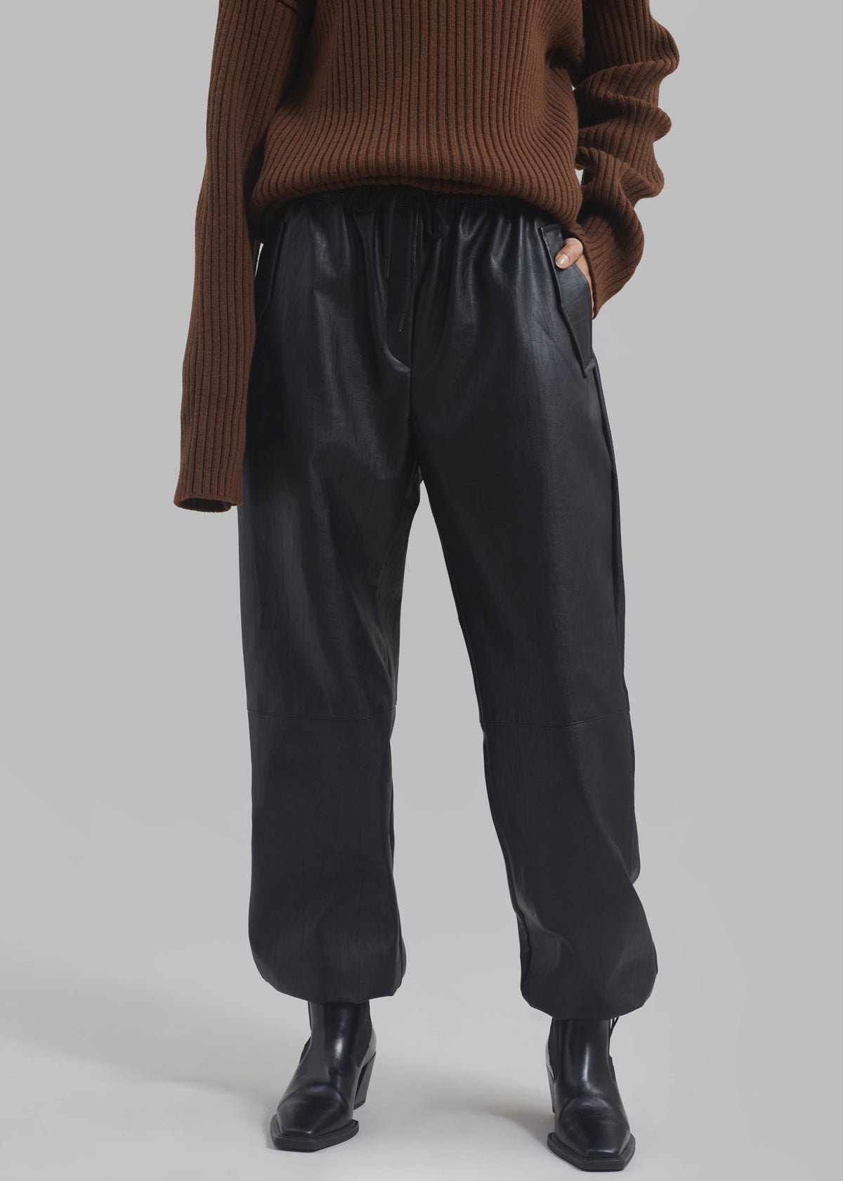 Grayson Faux Leather Pants - Black - 4