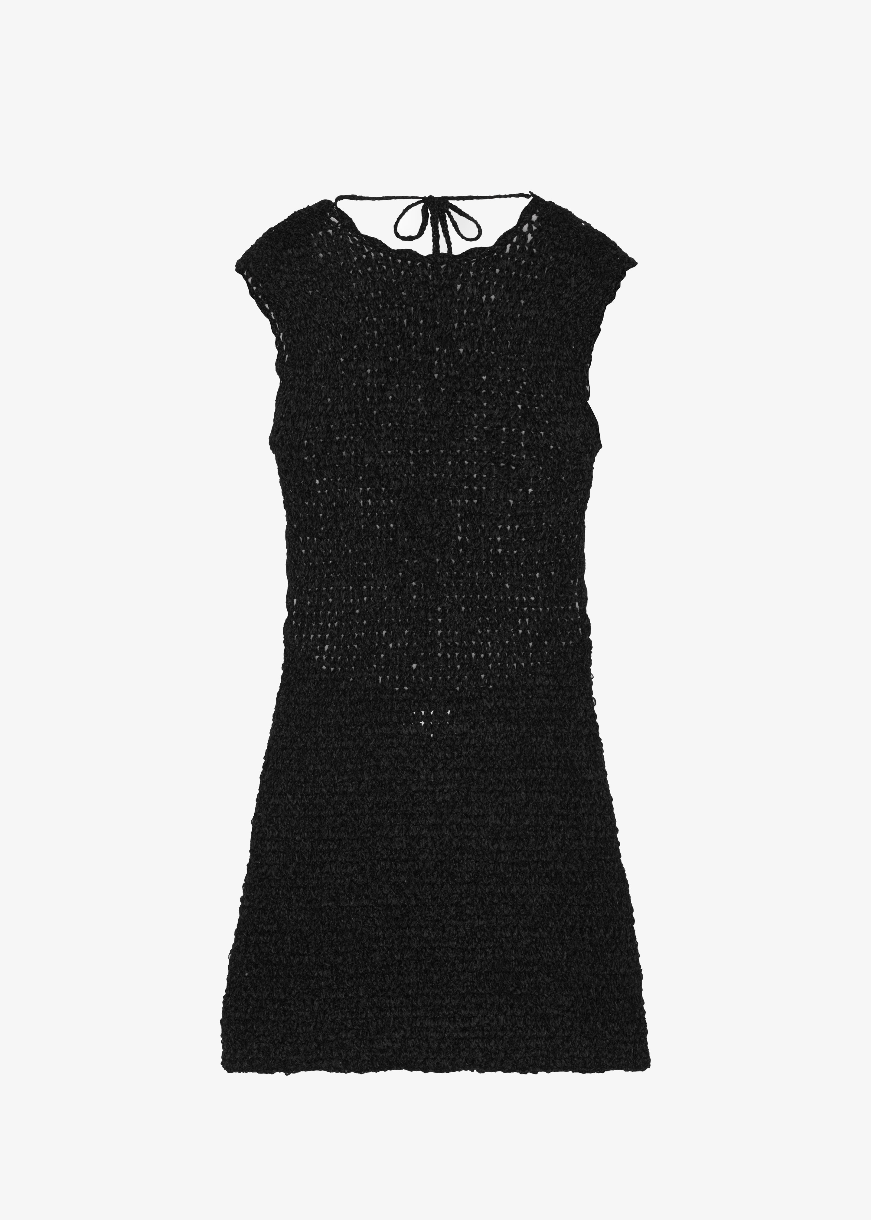 GANNI Velvet Crochet Open Back Mini Dress - Black - 6