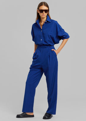 Bea Fluid Stripe Suit Pants - Deep Blue