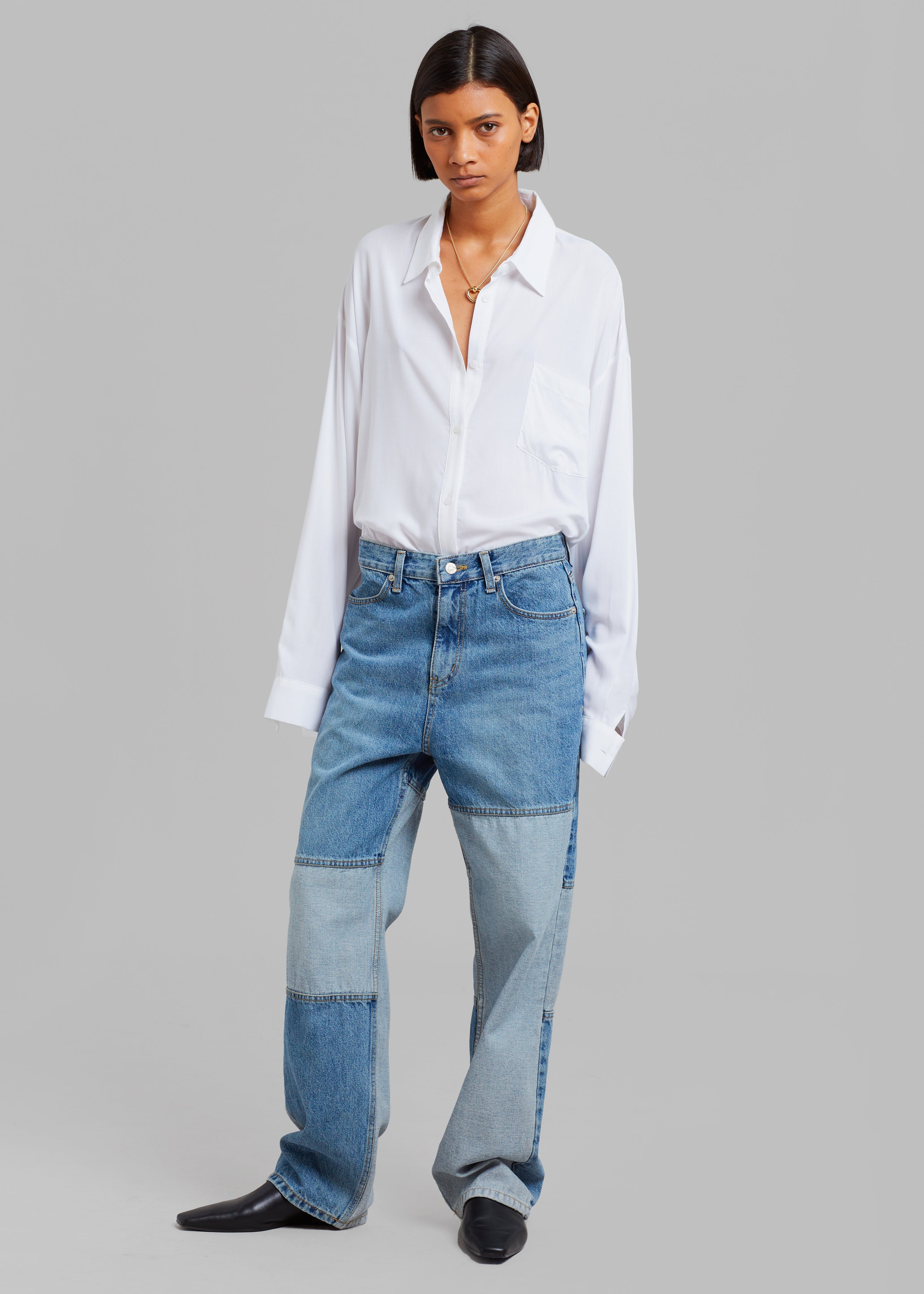 Gesina Patchwork Denim Pants - Blue Mix – Frankie Shop Europe