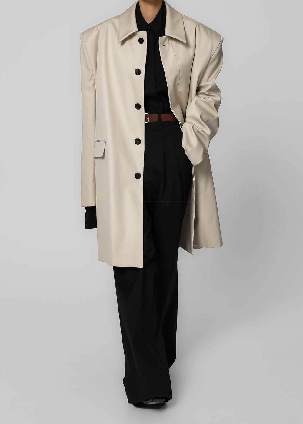 Ghent Padded Shoulder Trench - Beige - 1