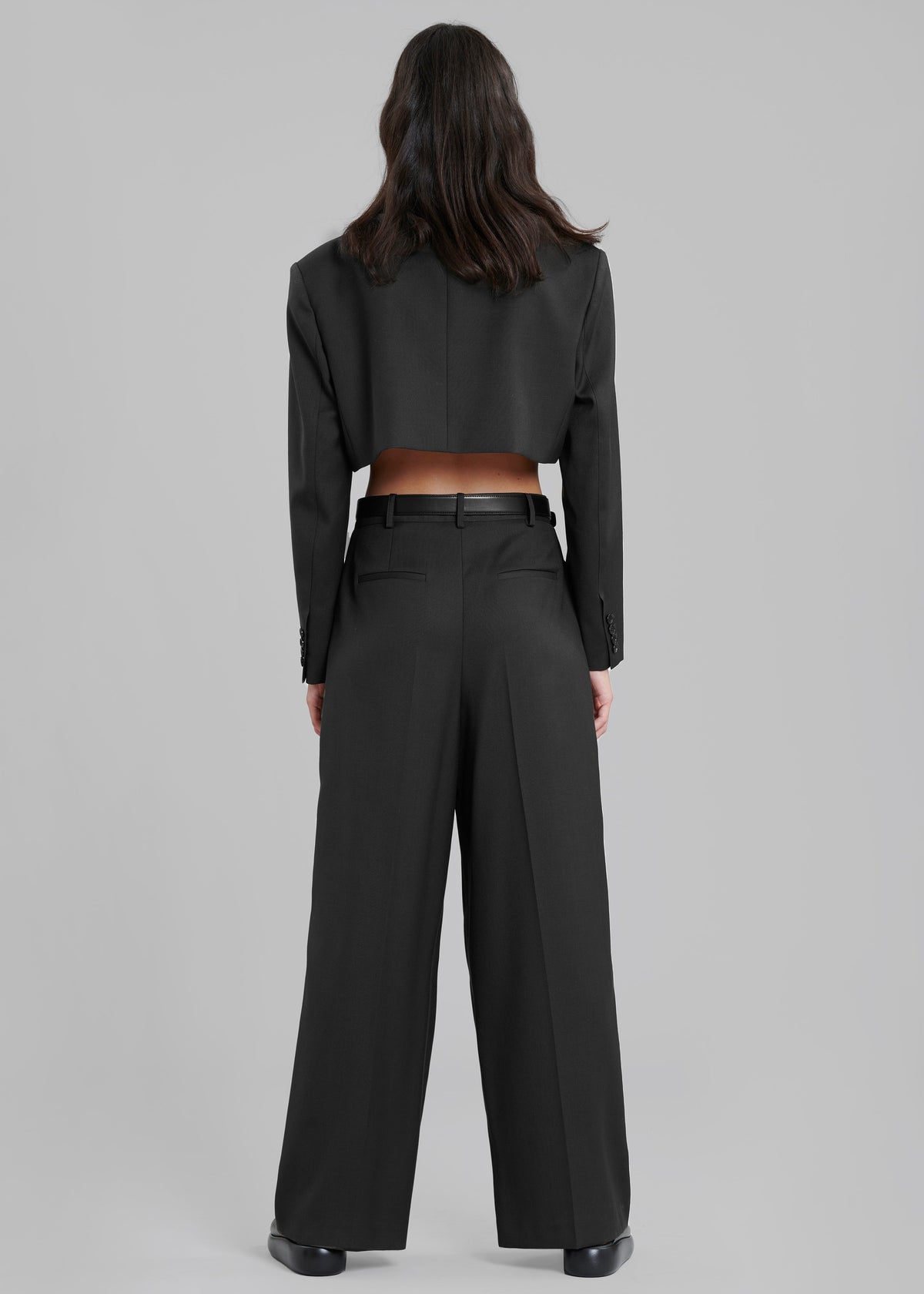 Glenn Cropped Crossover Blazer - Black - 8