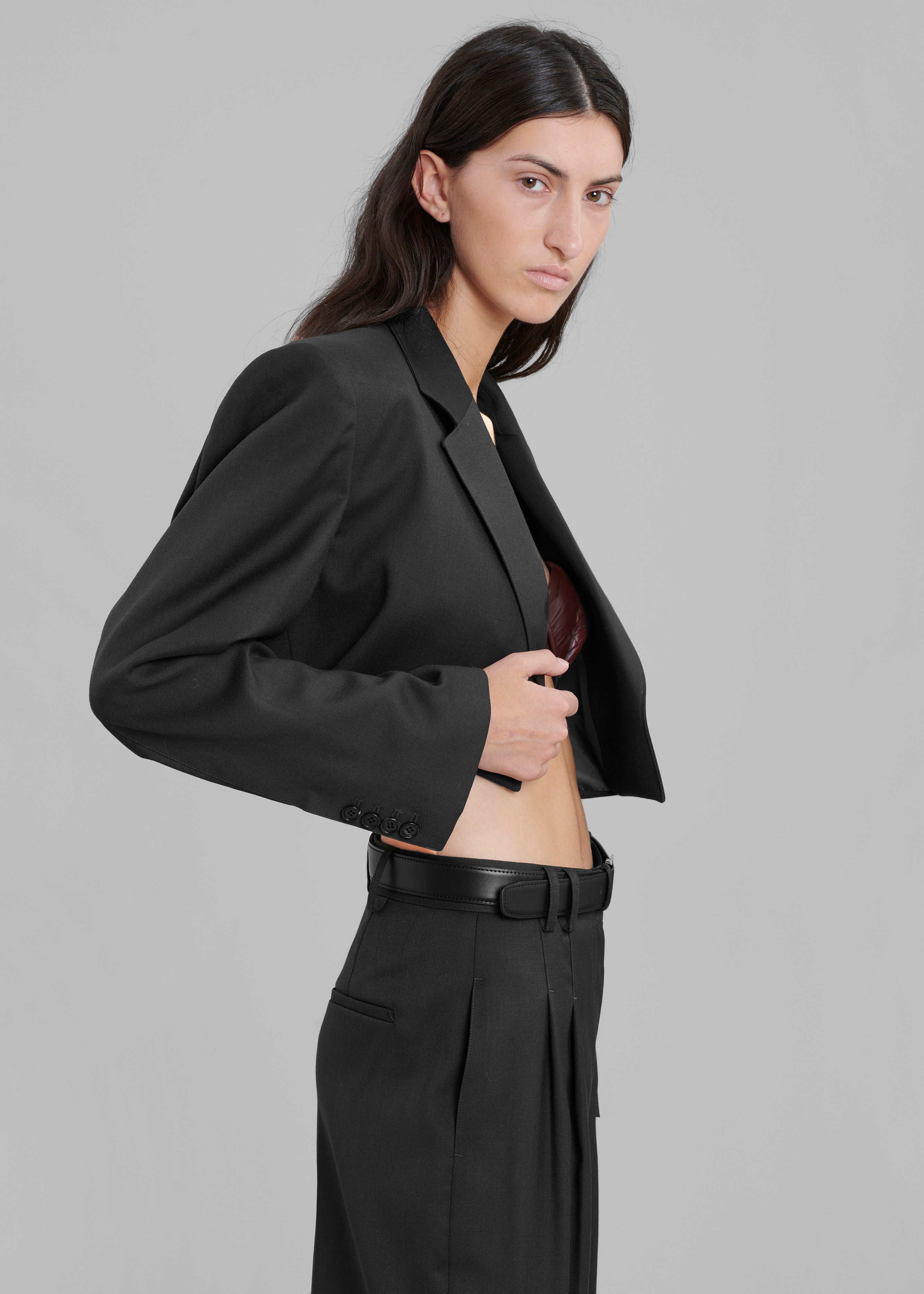 Glenn Cropped Crossover Blazer - Black - 5