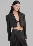 Glenn Cropped Crossover Blazer - Black