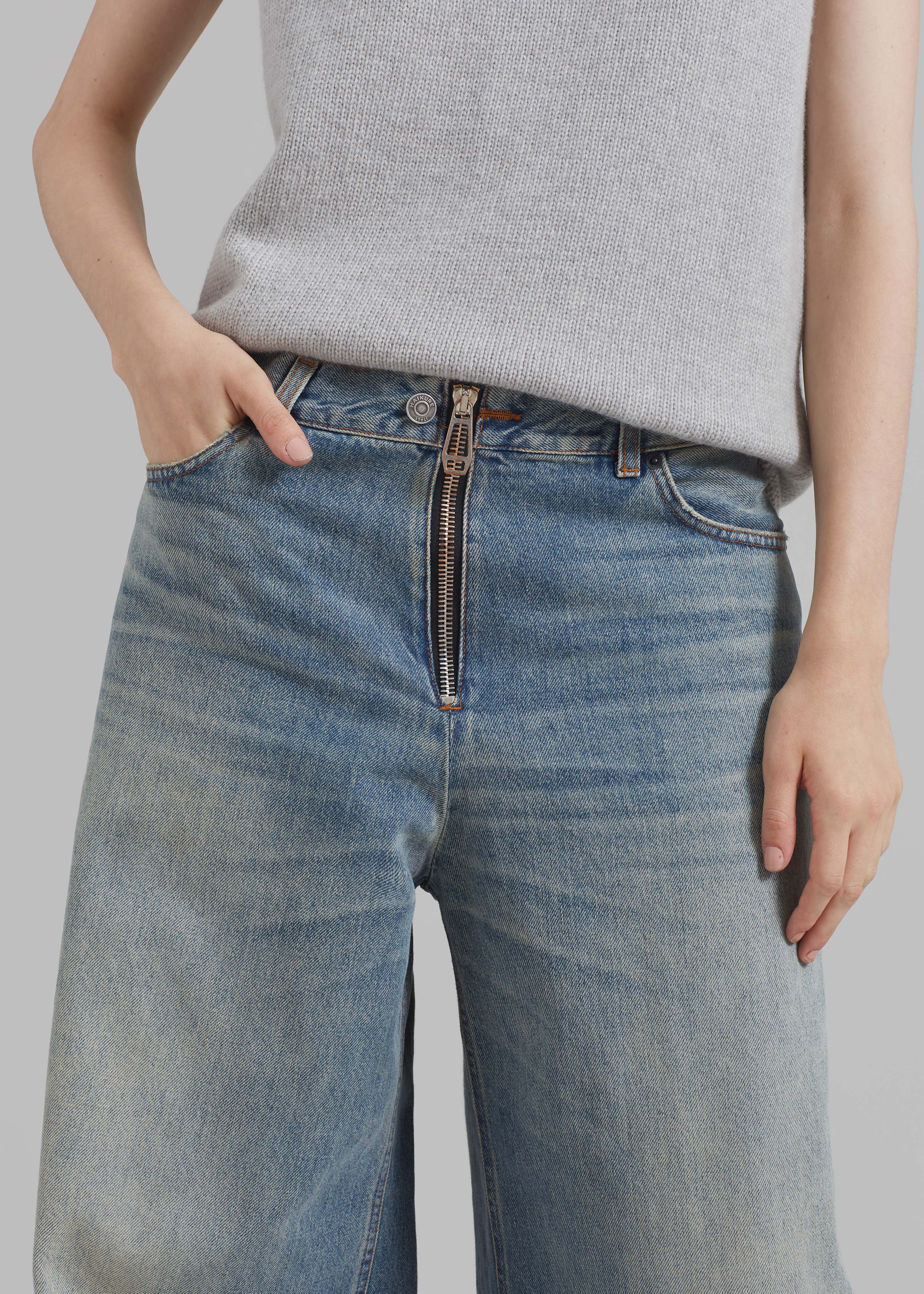 Haikure Bethany Zip Pants - Dirty Blue - 4