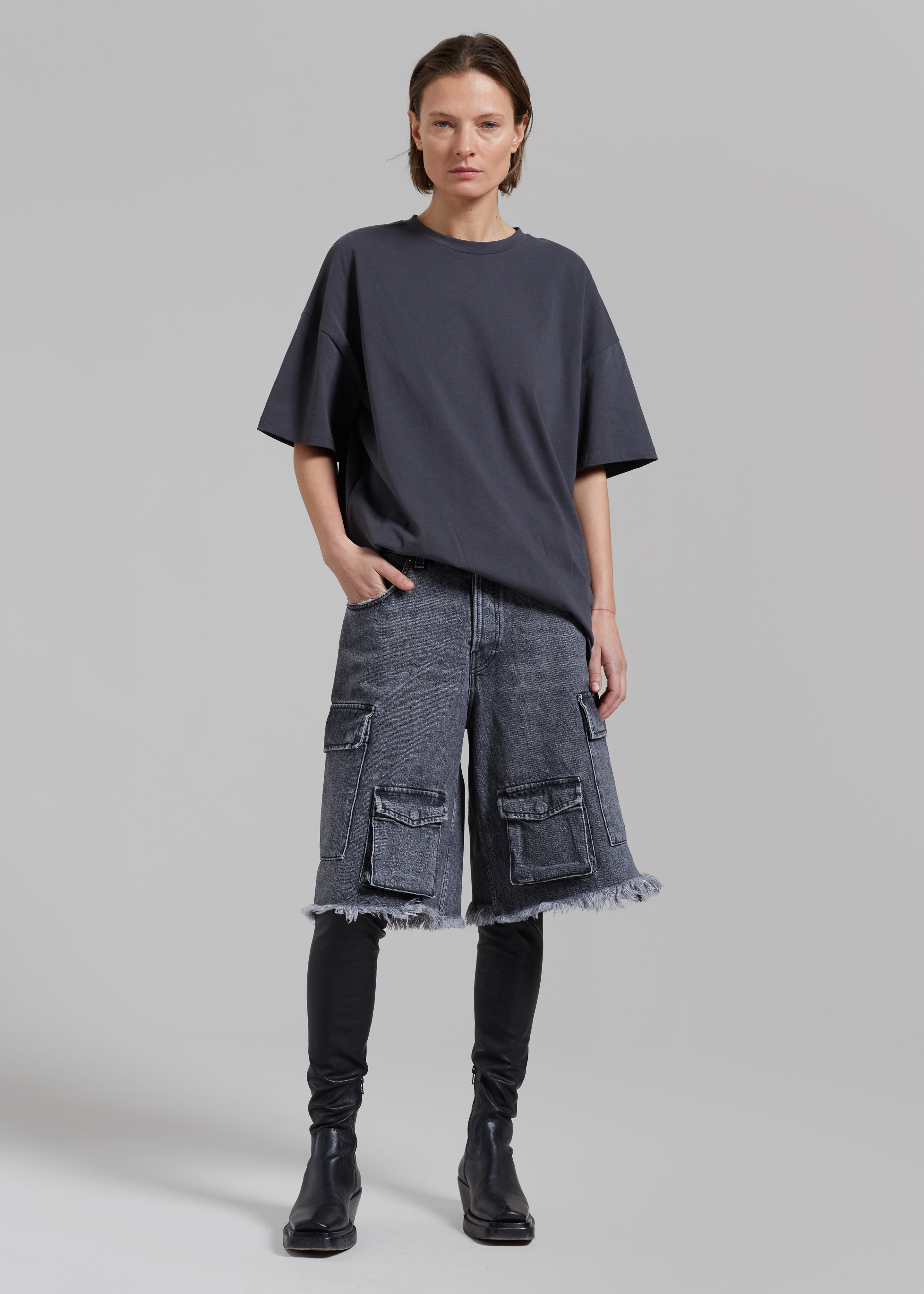 Haikure Corynn Boyfriend Shorts - Marble Black - 3