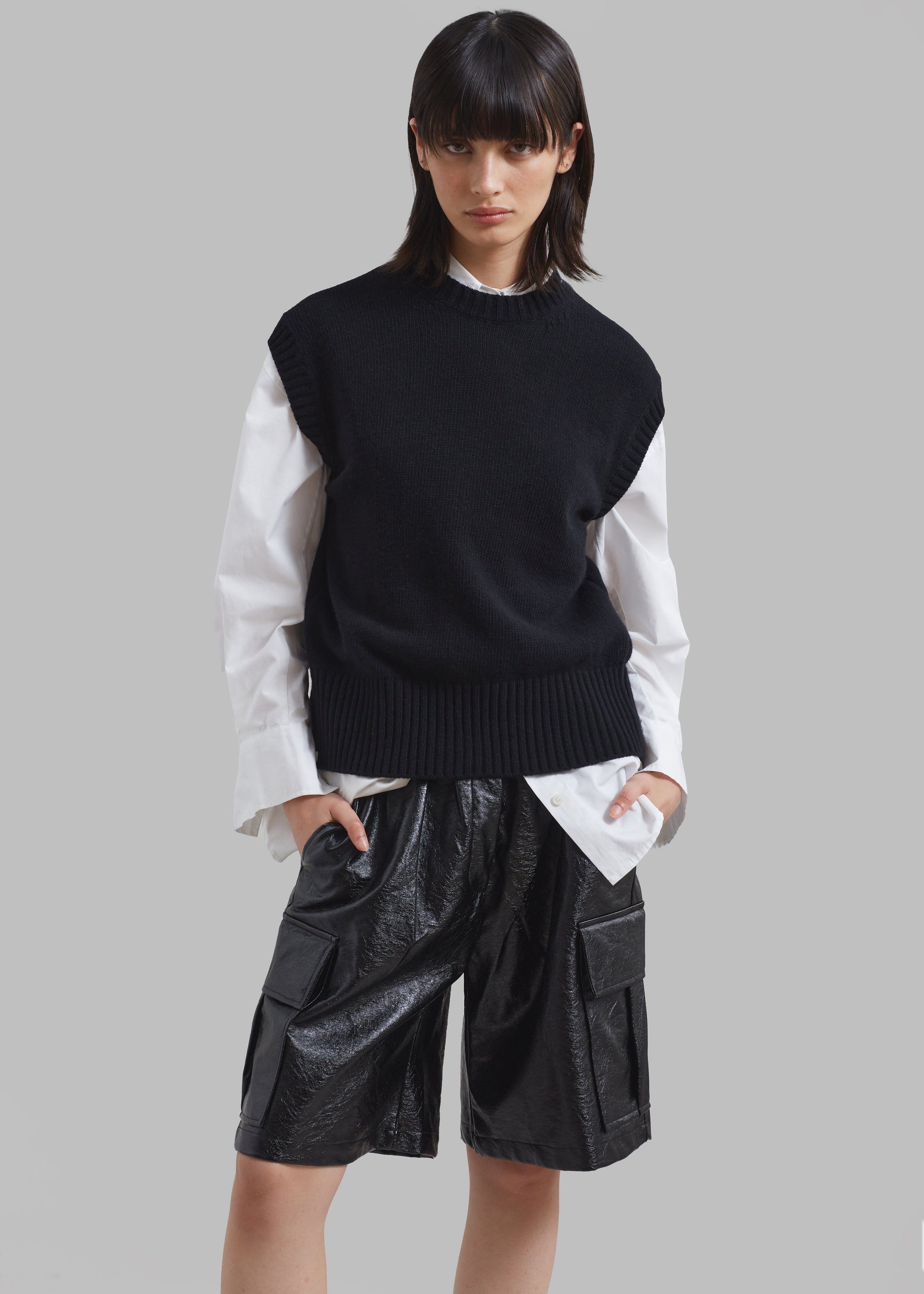 Hariette Faux Leather Shorts - Black - 3