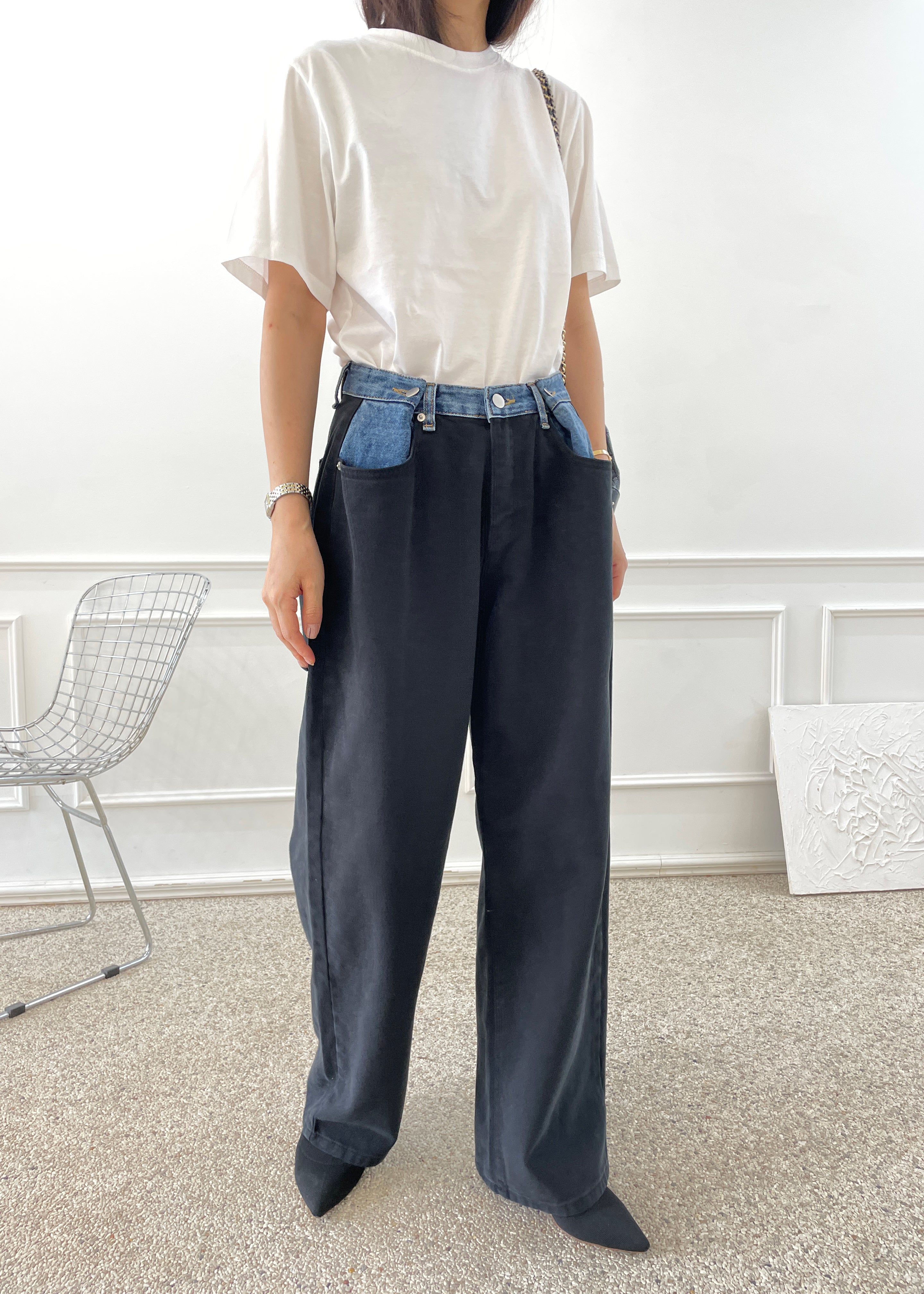 Hayla Contrast Denim Pants - Black/Blue – The Frankie Shop Europe
