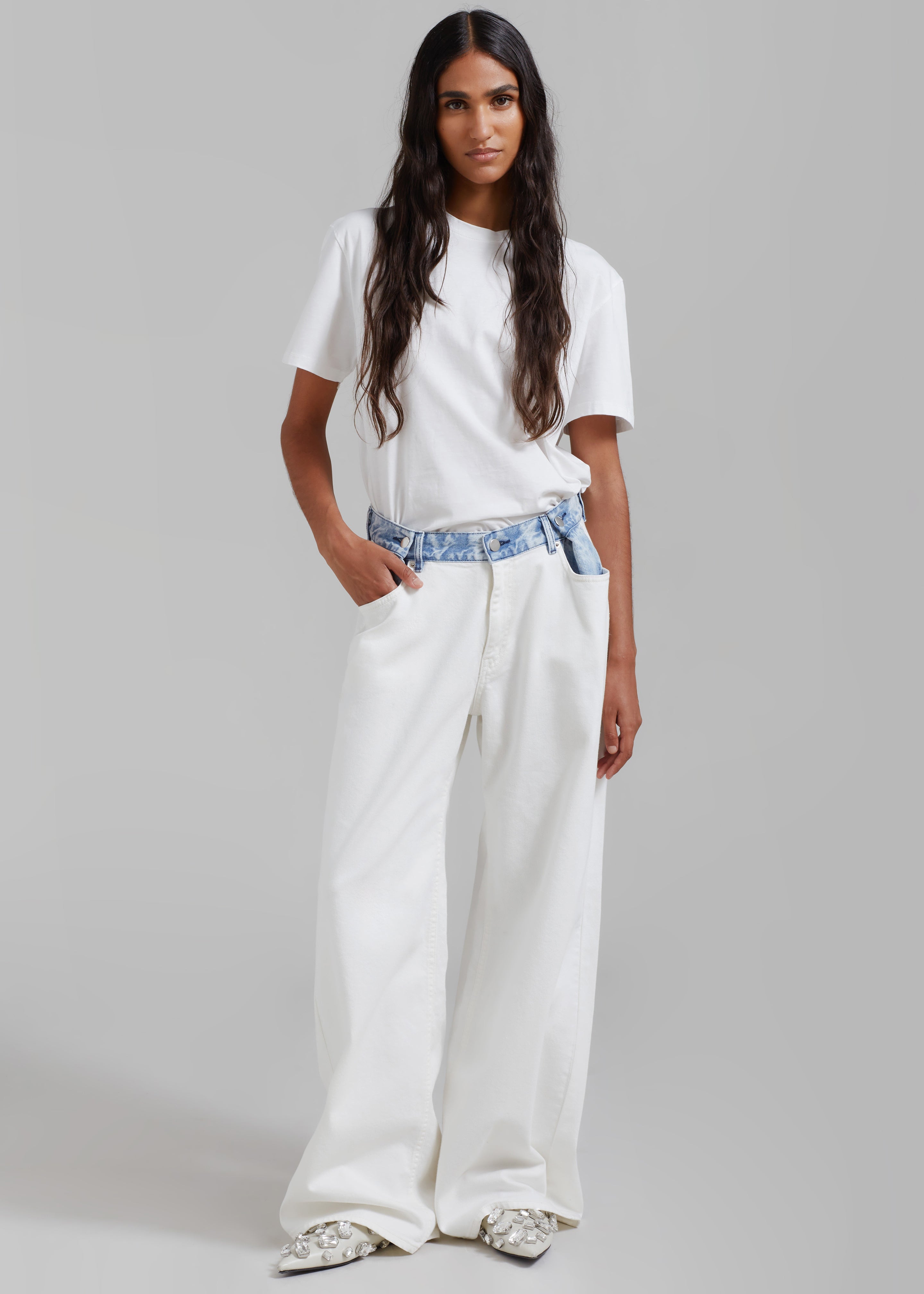 Hayla Contrast Denim Pants - Off White/Blue – Frankie Shop Europe