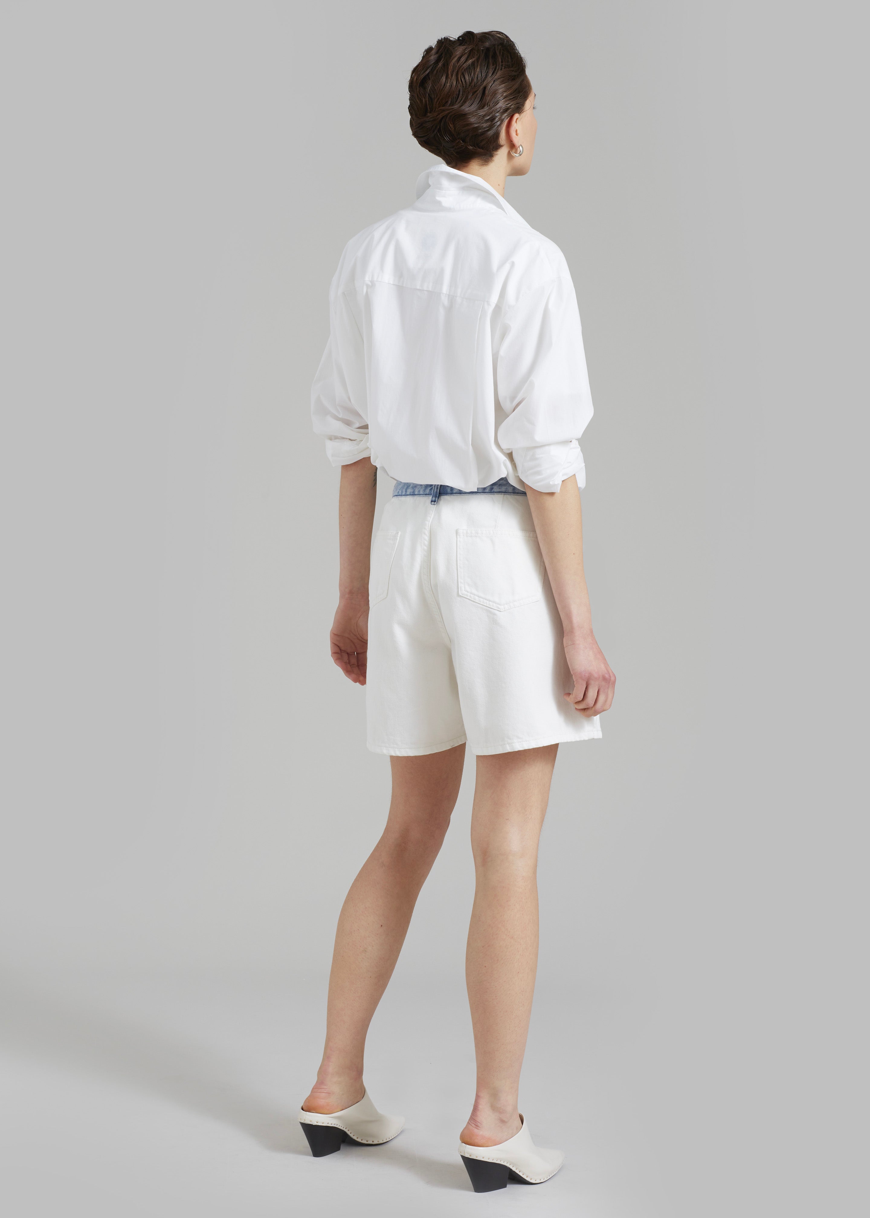 Hayla Contrast Denim Shorts - Off White/Blue - 12
