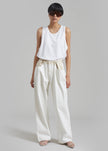 Hayla Contrast Denim Pants - Off White