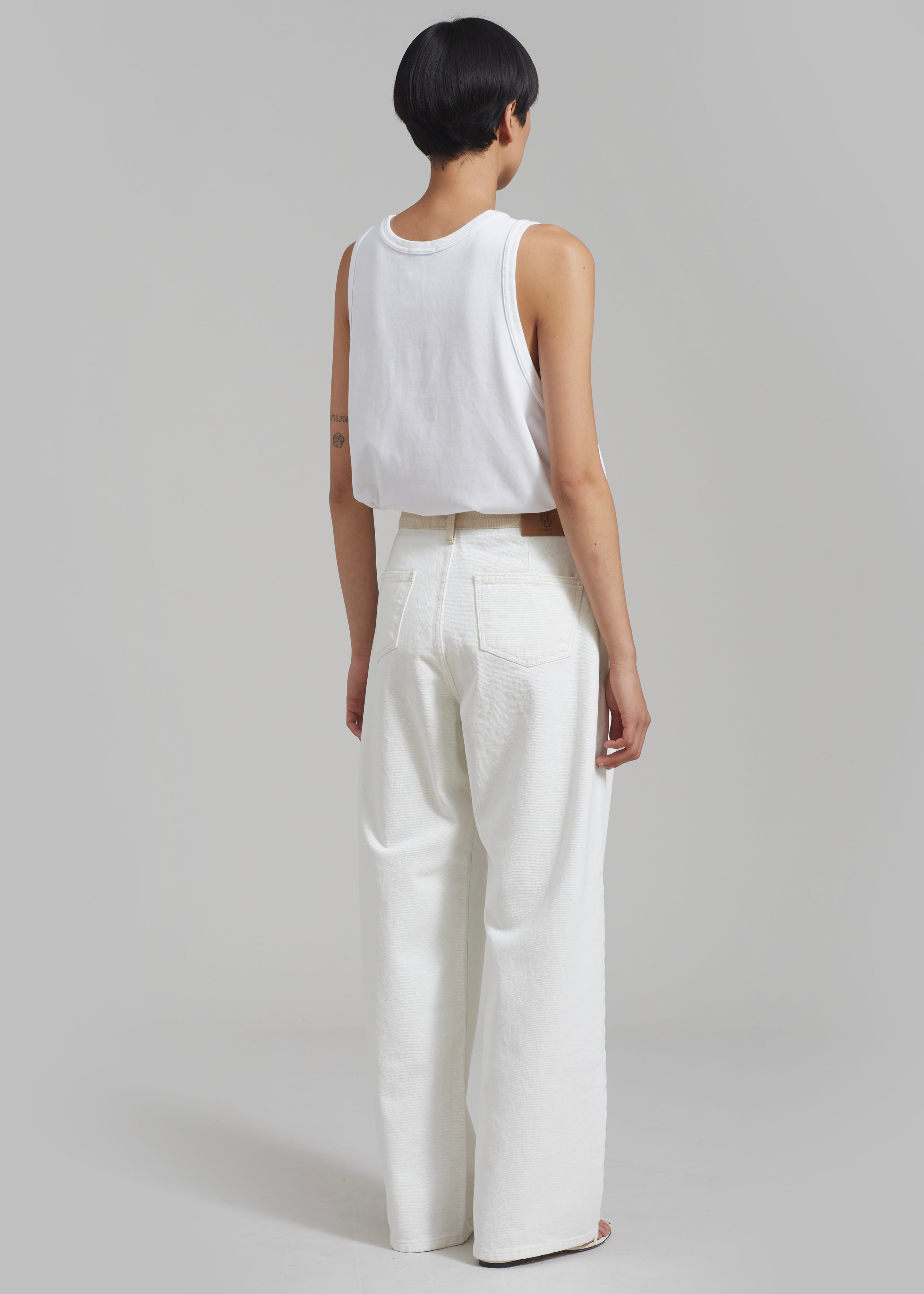 White denim hot sale palazzo pants