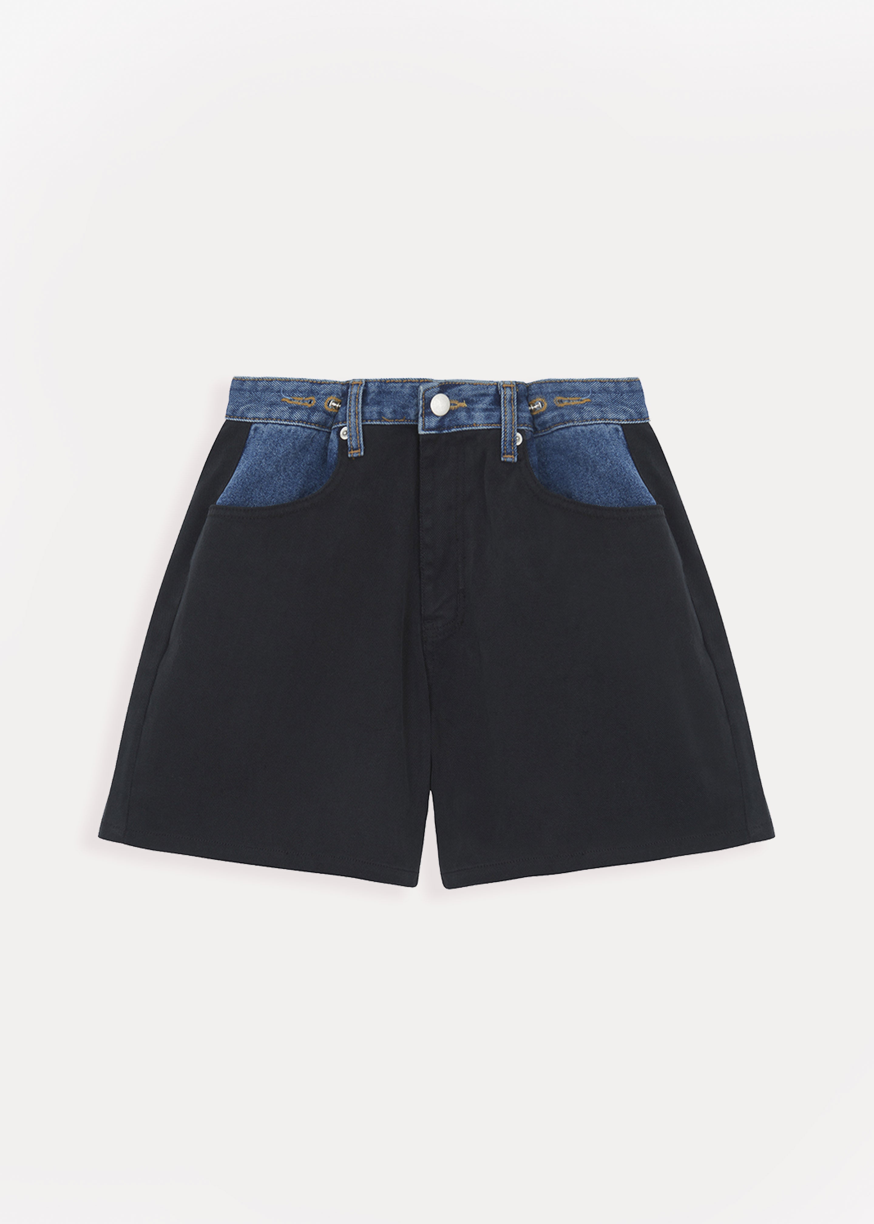 Hayla Contrast Denim Shorts Black Blue Frankie Shop Europe