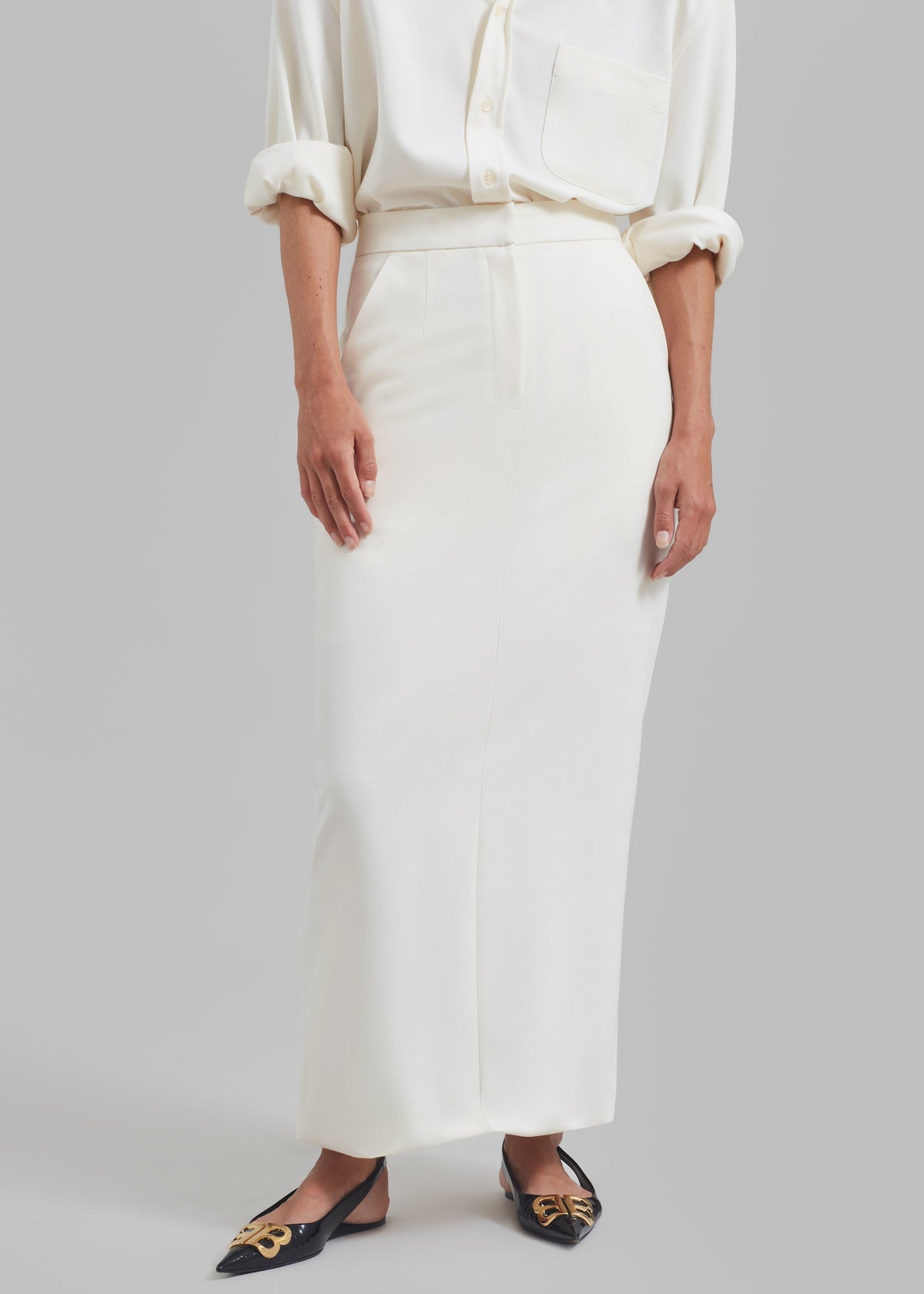 Hollis Back Slit Skirt - Ivory - 3