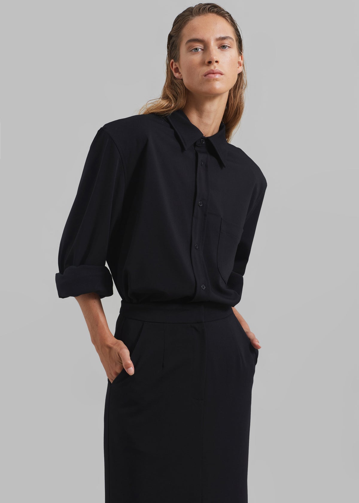 Hollis Padded Shoulder Shirt - Black - 2